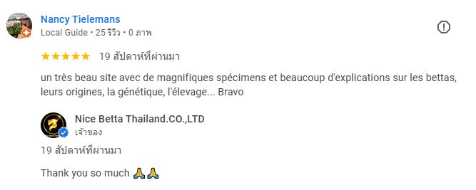 Nancy Tielemans review Nice Betta Thailand